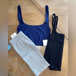 NWT Free people 3 piece set XS workout legging sports bra tank